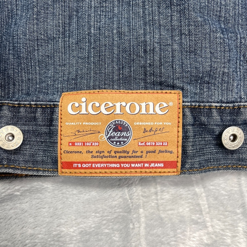 Cicerone Trucker Jacket Mens Small Blue Denim Long Sleeve Collared Button Front - Picture 6 of 8
